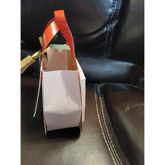 Handmade Paper Purse Gift Bag Gift Card Holder Christmas Poinsettias Magnet - Picture 3 of 9